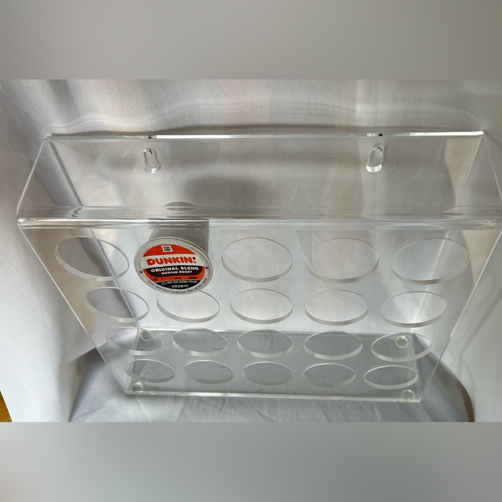 K Cup Coffee Pod Display Organizer Rack for Counter or Wall Modern Acrylic Clear